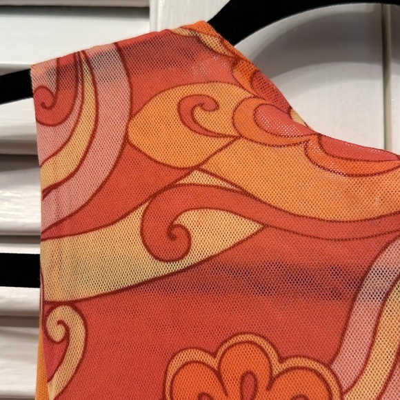 Sweet Pea by Staci Frati Top Pink/Orange/Yellow 100% Nylon SZ M - Picture 10 of 10